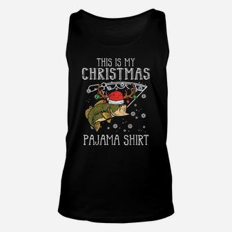 This Is My Christmas Pajama Shirt Fishing Xmas Pjs Dad Men Unisex Tank Top | Crazezy AU