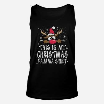 This Is My Cute Reindeer Christmas Pajamas Unisex Tank Top | Crazezy