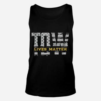TOW Live Matter Tow Truck Gift Idea Thin Yellow Line Unisex Tank Top | Crazezy