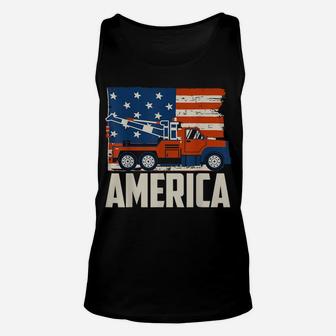 Tow Truck Driver T-Shirt - American Flag With Tow Truck Unisex Tank Top | Crazezy UK