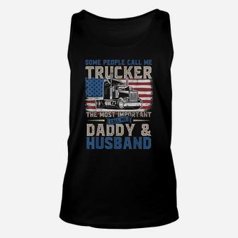 Truck Driver Gift, Trucker Daddy, Husband, Us Flag Unisex Tank Top | Crazezy