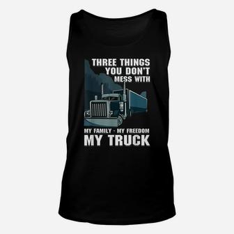 Trucker Dad Truck Driver Father Don't Mess With My Family Unisex Tank Top | Crazezy