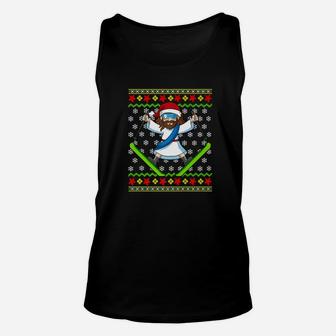 Ugly Christmas Sweater Kids Jesus Skiing Gift Unisex Tank Top | Crazezy