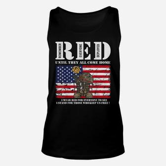 Until They Come Home My Soldier Red Friday Veterans Day Unisex Tank Top | Crazezy