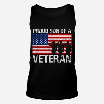 Usa United States Military Family Proud Son Of A Veteran Unisex Tank Top | Crazezy