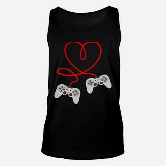 Video Gamer Valentines Day With Controllers Heart Unisex Tank Top | Crazezy DE
