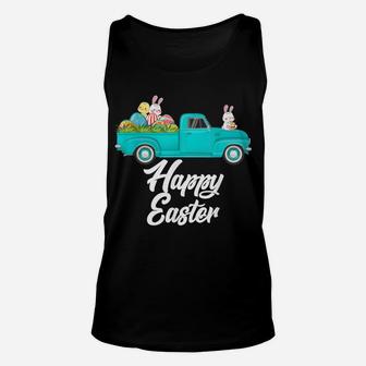 Vintage Easter Truck Bunny Eggs - Red Truck With Egg Hunting Unisex Tank Top | Crazezy AU