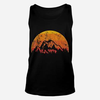 Vintage Mountain Sunset Hiking Gift For Nature Loving Camper Unisex Tank Top | Crazezy DE
