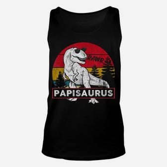 Vintage Papisaurus Shirt Papi Saurus Dinosaur Gift Dad Men Unisex Tank Top | Crazezy