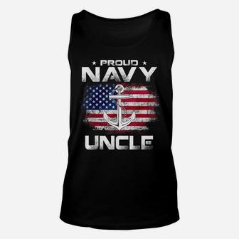 Vintage Proud Navy Uncle With American Flag Gift Veteran Unisex Tank Top | Crazezy DE