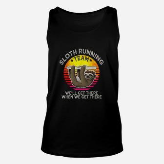 Vintage Sloth Running Team Well Get There When We Get There Unisex Tank Top | Crazezy