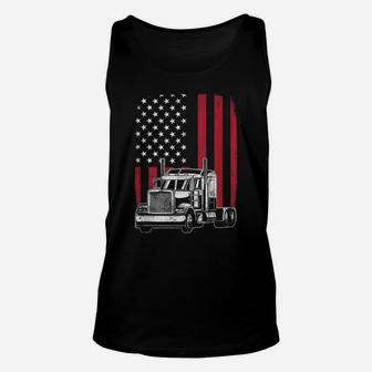 Vintage Trucker USA American Flag Truck Driver Gift Unisex Tank Top | Crazezy