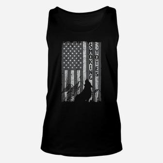 Vintage Us Flag Coyote Hunting Hunter Tee Hunters Gift Unisex Tank Top | Crazezy