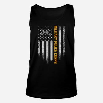 Vintage Usa Military Police Corps American Flag Patriotic Unisex Tank Top | Crazezy