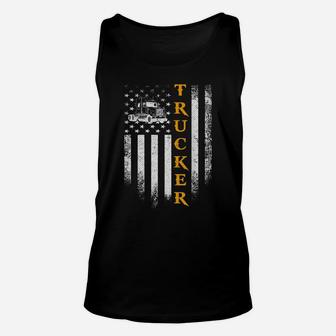 Vintage USA Truck Driver American Flag Patriotic Funny Gift Unisex Tank Top | Crazezy