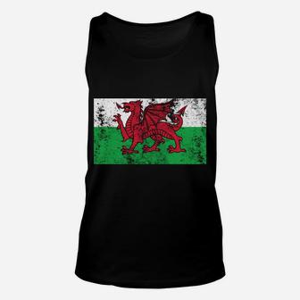 Wales Distressed Flag Welsh Red Dragon Retro Vintage Look Sweatshirt Unisex Tank Top | Crazezy