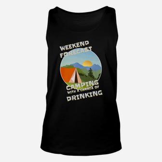 Weekend Forecast Camping Drinking Beer Wine Outdoor Unisex Tank Top | Crazezy AU