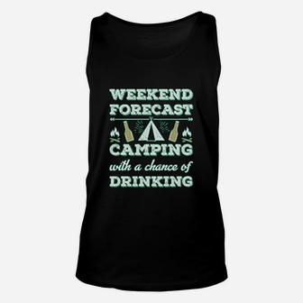 Weekend Forecast Camping Drinking Funny Camping Gift Unisex Tank Top | Crazezy