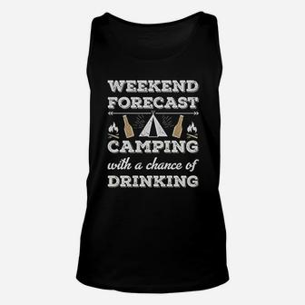 Weekend Forecast Camping With Drinking Funny Camping Gift Unisex Tank Top | Crazezy