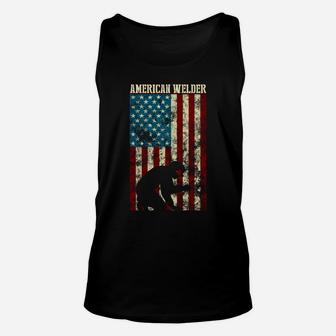 Welding Patriotic Distressed Usa American Flag Gift Welder Unisex Tank Top | Crazezy