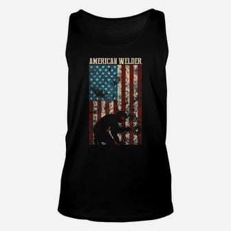 Welding Patriotic Distressed USA American Flag Gift Welder Zip Hoodie Unisex Tank Top | Crazezy