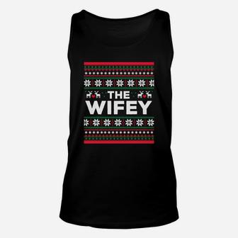 Wifey Hubby Matching Ugly Christmas Sweater Party Sweatshirt Unisex Tank Top | Crazezy