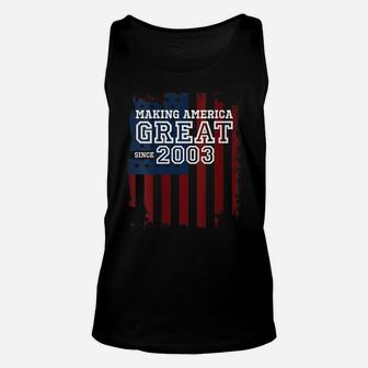 Womens 17Th Patriotic Birthday Gift Making America Great Since 2003 Unisex Tank Top | Crazezy DE
