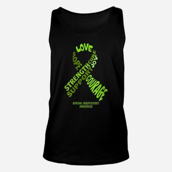 Womens Adrenal Insufficiency Awareness Ribbon With Words Unisex Tank Top | Crazezy
