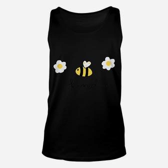 Womens 'Bee' Kind Cute Bumble Bee & Daisy Flowers Graphic Unisex Tank Top | Crazezy