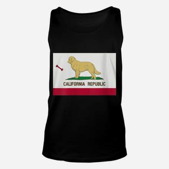 Womens Golden Retriever Funny California State Flag Unisex Tank Top | Crazezy