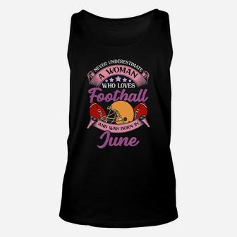 Womens Mothers Day Women Football June Birthday Funny Sports Unisex Tank Top | Crazezy