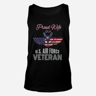 Womens Proud Wife Of Us Air Force Veteran Patriotic Military Spouse Unisex Tank Top | Crazezy DE