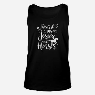 Womens This Girl Runs On Jesus Horses Racing Riding Gift Unisex Tank Top | Crazezy AU