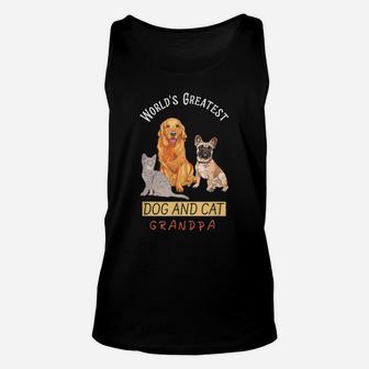 World's Greatest Dog And Cat Grandpa Dog Lovers Father's Day Unisex Tank Top | Crazezy