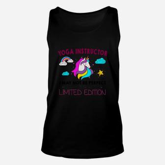 Yoga Instructor I May Not Be Perfect But I Am Unique Funny Unicorn Job Title Unisex Tank Top | Crazezy