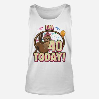 40Th Birthday Sloth Gift Party Lazy Cute 40 Forty Unisex Tank Top | Crazezy DE