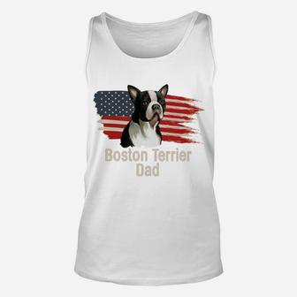 American Flag Boston Terrier Dad Sweatshirt Unisex Tank Top | Crazezy