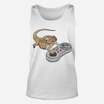 Bearded Dragon Playing Video Game Reptiles Pagona Gamers Unisex Tank Top | Crazezy