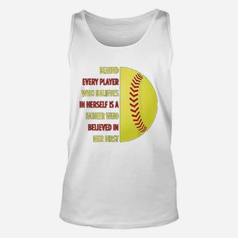 Behind Every Player Is A Father Softball Gift Dad Softball Unisex Tank Top | Crazezy