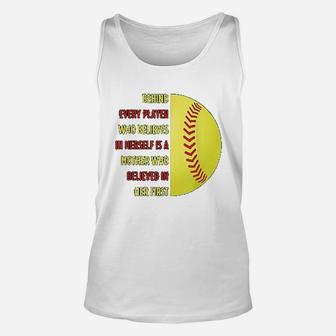 Behind Every Player Is A Mother Softball Gift Mother Day Unisex Tank Top | Crazezy
