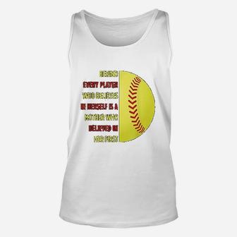 Behind Every Player Is A Mother Softball Unisex Tank Top | Crazezy