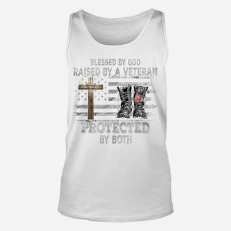 Blessed By God Raised By A Veteran Protected By Both Unisex Tank Top | Crazezy UK