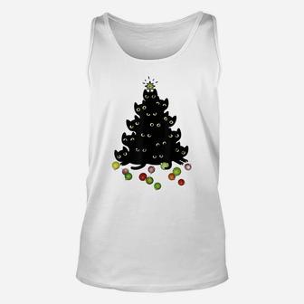 Cat Lovers Cute And Funny Holiday Tree Christmas Unisex Tank Top | Crazezy