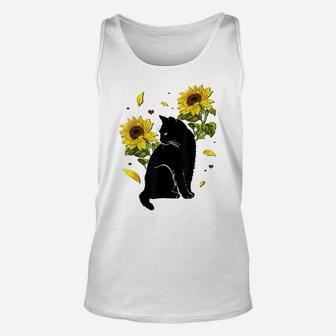 Cat Sunflower Christmas Tree Sun Flower Cat Lover Gift Unisex Tank Top | Crazezy AU