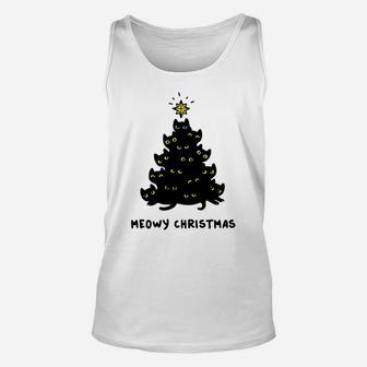 Christmas Merry Meowy Cats Christmas Tree Sweater Sweatshirt Unisex Tank Top | Crazezy
