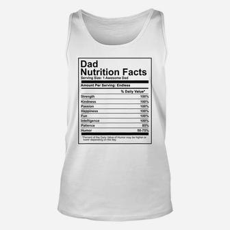 Dad Nutrition Facts T Shirt - Nutritional Father's Day Gift Unisex Tank Top | Crazezy