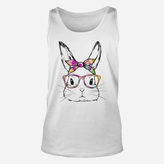 Dy Cute Bunny Face Tie Dye Glasses Easter Day Unisex Tank Top | Crazezy UK