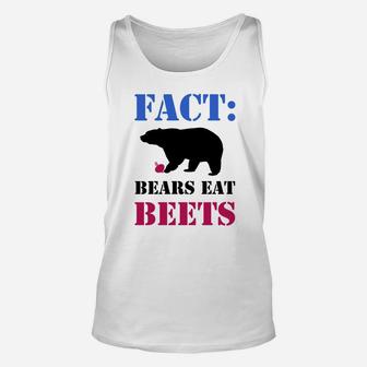 Fact Bears Eat Beets Funny Hiking Camping Animal Tee Unisex Tank Top | Crazezy