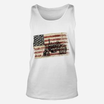 Farming Patriotic American Usa Flag Antique Tractor Sweatshirt Unisex Tank Top | Crazezy