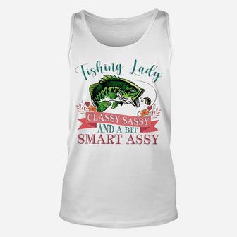 Fishing Lady Classy Sassy And A Bit Smart Assy Unisex Tank Top | Crazezy
